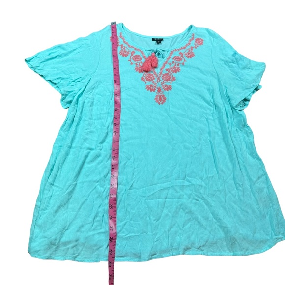 TORRID: Embroidered Blouse - Crinkle Gauze Light Blue -Size 2 / 2X - Picture 8 of 14